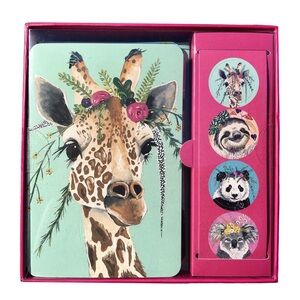 OCS Flower Crown Friends Window Boxed Note Cards with Stickers (NCS08), 12 ct